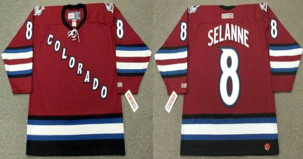 2019 Men Colorado Avalanche 8 Selanne red style #2 CCM NHL jerseys->colorado avalanche->NHL Jersey